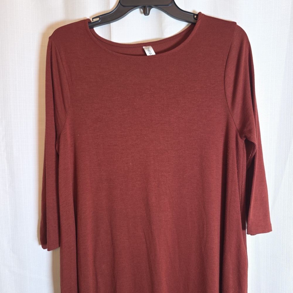 Zenana Outfitters Dress Large Midi Trapeze Swing 3/4 Sleeve Boho Mod‎ - Picture 2 of 11